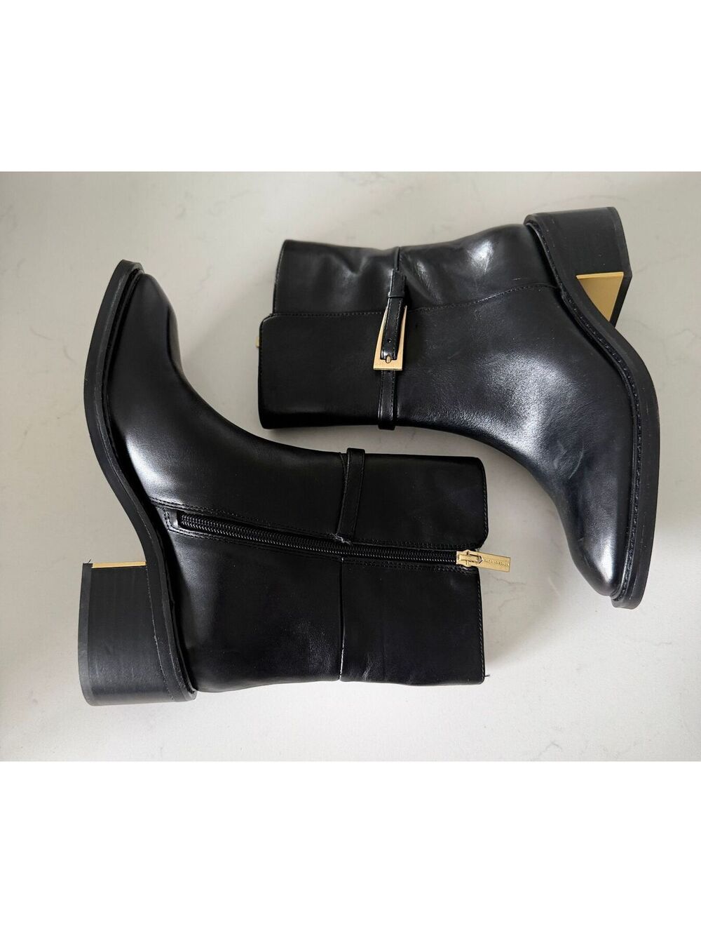 Vince Camuto Gali Black Leather Heeled Boots Women Size 8
